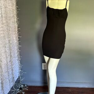 Black Ribbed Bodycon Dress